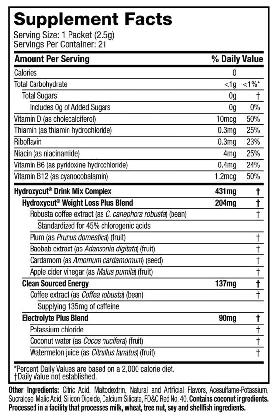 Hydroxycut Weight Loss + Electrolytes sticks