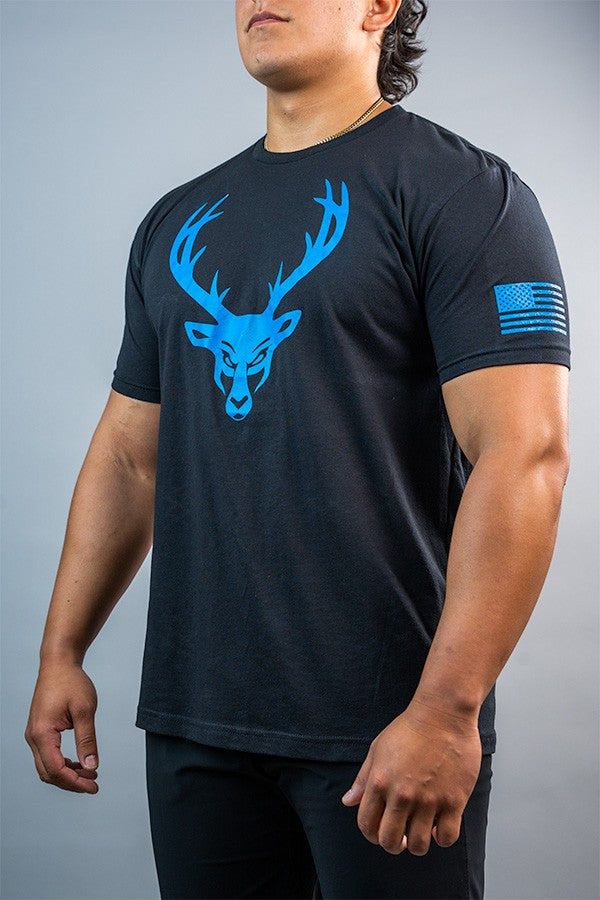 Bucked Up Flag T-Shirt Black/Blue logo