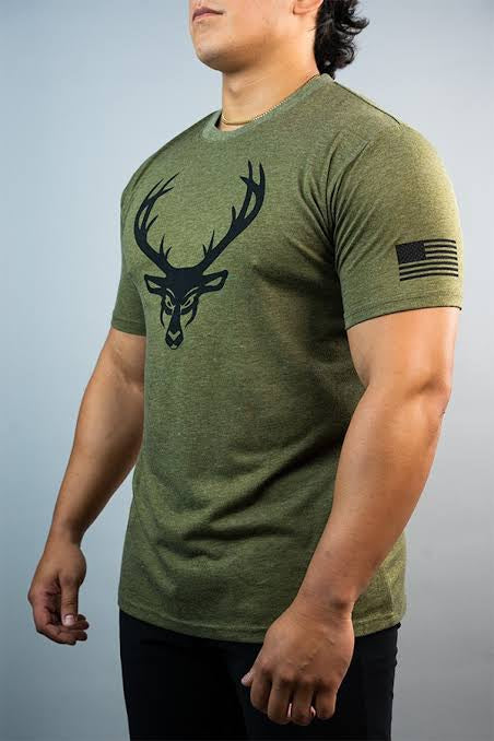 Bucked Up Flag T-Shirt Military Green/Black logo