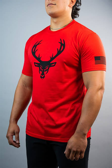 Bucked Up Flag T-Shirt Red/Black logo